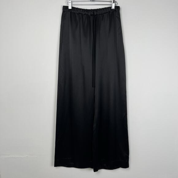 Naeem Khan Women’s Size M 100% Silk Wide Leg Black Minimalist Drawstring Pants - Picture 1 of 10